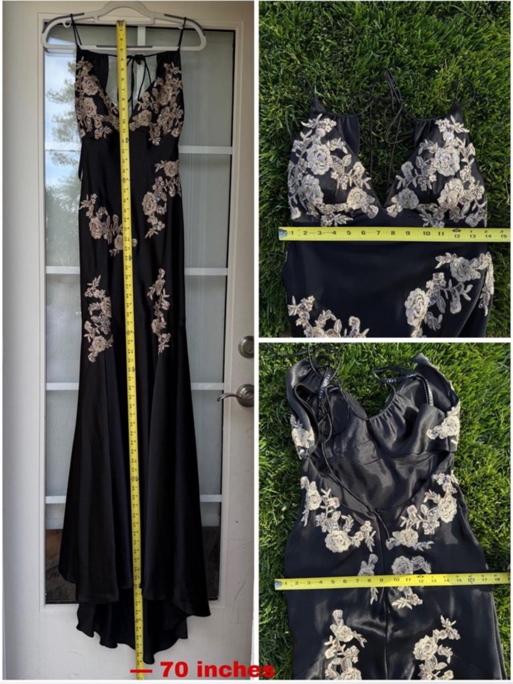 LAST CHANCE Vintage Y2K black and tan/gold fairycore embellished prom dress gown - Picture 6 of 6